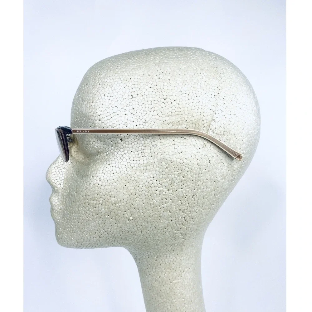 Prada Gold Metal Rectangular Half Rim Glasses Italy VPR56G 8AE-101 52 17 140